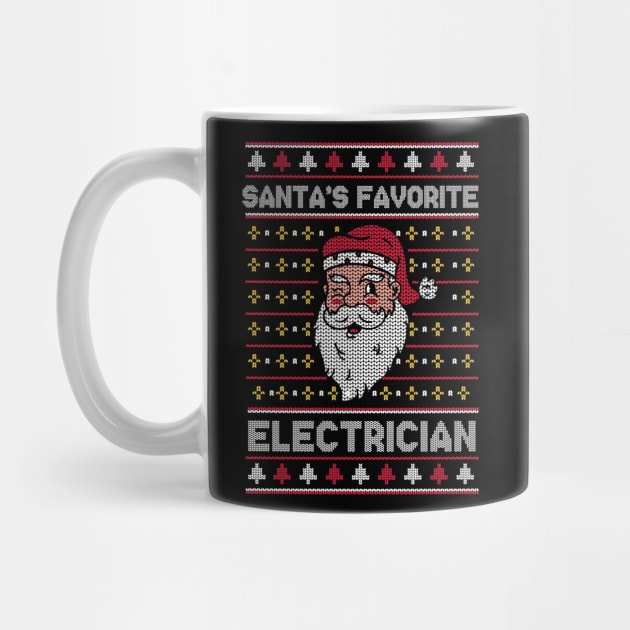 Santa's Favorite Electrician // Funny Ugly Christmas Sweater // Electrician Holiday Xmas by Now Boarding